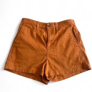 Madewell Rust Orange High-Rise Cotton Shorts
